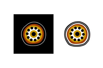 Aboriginal art design vector logo icon including ethnic Australian motive with typical elements