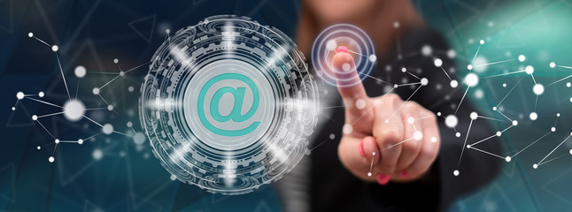 Woman touching an email concept