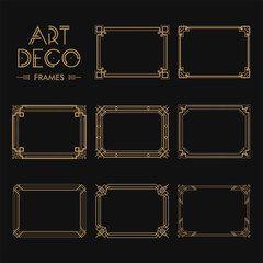Set of Art deco borders and frames. Creative template in style of 1920s for your design. Vector illustration. EPS 10 © Oniks Astarit