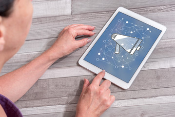 Digital marketing concept on a tablet