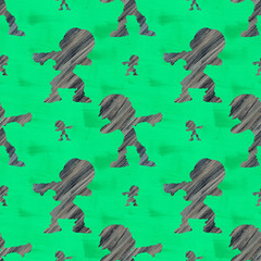 drawing of children doing the dab step dance of gray color on a light green background