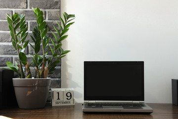 workplace with laptop