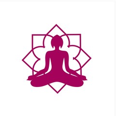 logo vector design meditation template for female sexy body fitness in pink