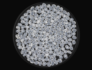Polypropylene granule close-up background texture.
