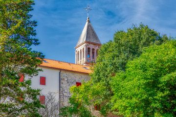Fototapeta na wymiar Krka monastery. 14th century Serbian Orthodox Church monastery dedicated to the St. Archangel Michael. Endowment of princess Jelena Nemanjic Subic. Located in Krka National Park, Croatia. Image