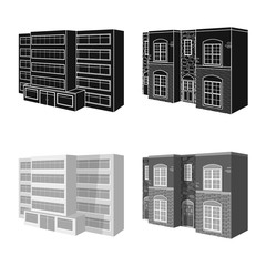 Isolated object of facade and housing logo. Collection of facade and infrastructure vector icon for stock.