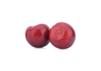 Fototapeta na wymiar red cherry plum isolated on white background