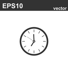 Clock sign icon in flat style