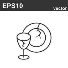Broken glass dishes icon