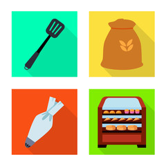 Vector illustration of bakery and natural icon. Collection of bakery and business stock symbol for web.