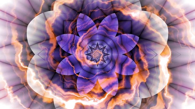 Spinning abstract magic flower. Esoteric cosmic mandala with rayses. Looping footage. Symbol of the sun.