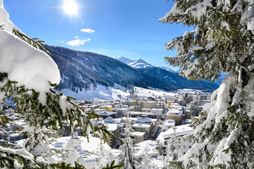 Landscape of winter resort Davos - the home of annual  World Economy Forum.