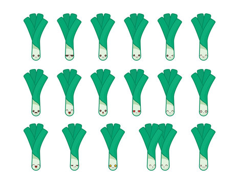 batun cute kawaii mascot. Set kawaii food faces