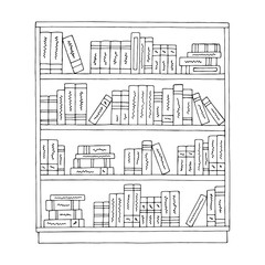 Bookcase graphic black white isolated sketch illustration vector