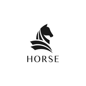 horse head logo design inspiration on white background for company symbol