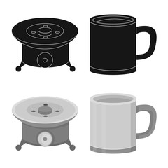 Vector illustration of cookout and wildlife logo. Collection of cookout and rest stock vector illustration.