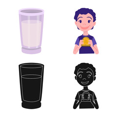 Vector illustration of creamy and product sign. Set of creamy and farm stock symbol for web.