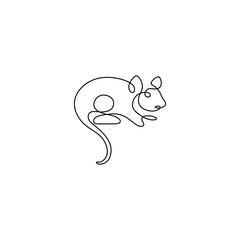 Chinese Zodiac Sign Year of Rat, continuous line drawing. Happy Chinese New Year 2020 year of the rat. Mouse logo, greetings card, invitation, posters, print, banner, neon. Isolated vector.