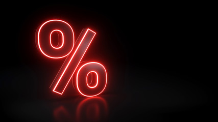 Percent Sign With Red Light, Discount - 3D Illustration