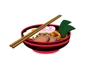 Detailed Ramen with Chopsticks Illustration