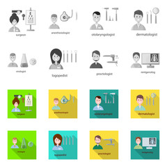 Vector illustration of hospital and healthcare symbol. Set of hospital and clinic stock symbol for web.