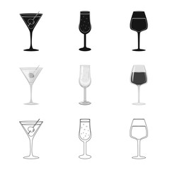 Vector illustration of liquor and restaurant logo. Set of liquor and ingredient stock vector illustration.