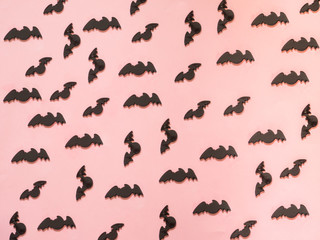 Bat pattern for halloween on pink background