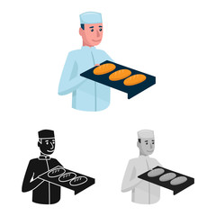 Vector design of baker and pan icon. Set of baker and baguette stock symbol for web.