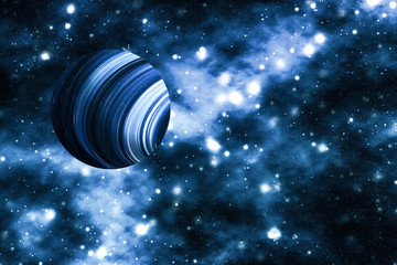 Stars, planet and galaxy in cosmos universe, space and time travel science background
