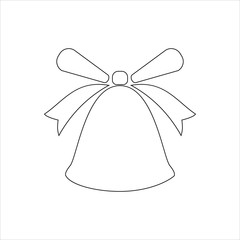 Vector Line Icon Of Bell. Eps 10. Christmas bell with bow