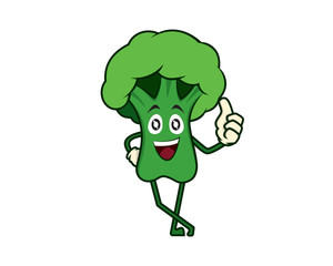Broccoli Giving a Thumbs Up Gesture Illustration