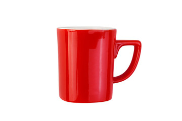 coffee red cup isolated on white background with clipping path.