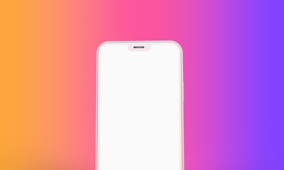 Smartphone mockup with blank white screen and bright background. 3D Render