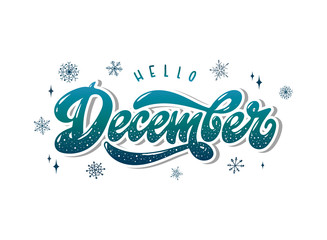 hello december hand lettering quote for posters, banners, prints, etc. - Powered by Adobe