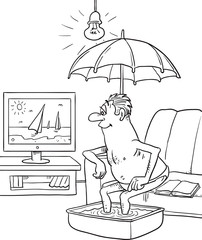 Businessman dreaming about his vacation