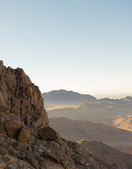 Amazing Sunrise at Sinai Mountain, Beautiful dawn in Egypt, Beautiful view from the mountain	