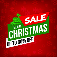 Christmas Sale banner red. Vector illustration