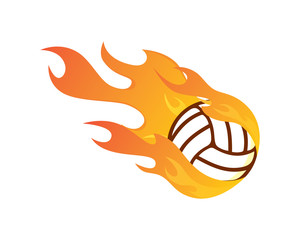 Modern Flaming Hot Volleyball Illustration