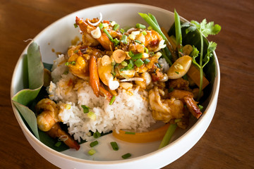 Stir Fried Prawns with Garlic and Pepper Sauce with Rice