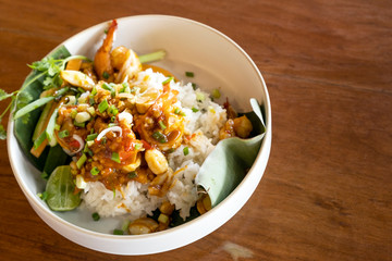Stir Fried Prawns with Garlic and Pepper Sauce with Rice