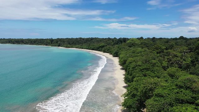 Aerial view of the carribean coast of Cahuita National Park in Costa Rica