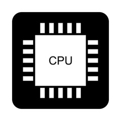 Processor icon on black.