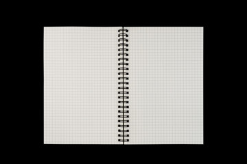 notebook paper on black background with clipping path