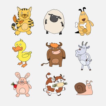 Animals image set. Vector. by hand.