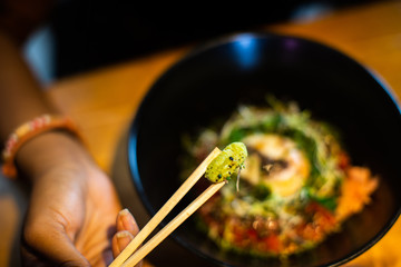 bowl tekka japanese food with egg