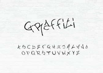 Graffiti Font Letters On Brick Wall Vector Illustration