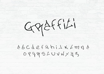 Graffiti Font Letters On Brick Wall Vector Illustration