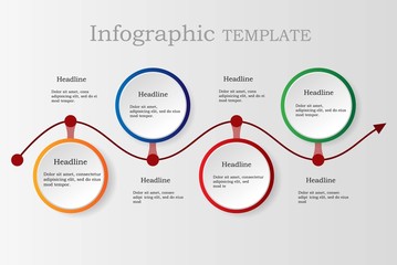 Infographics with circles. Infographic on the four fields.