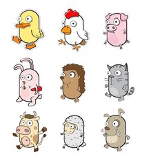 Set of stickers with animals. Vector.