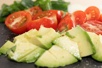 Avocado. Spring Onion. Tomato. Meal. Food. Salad